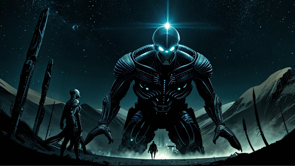 alien landscape with giant monsters