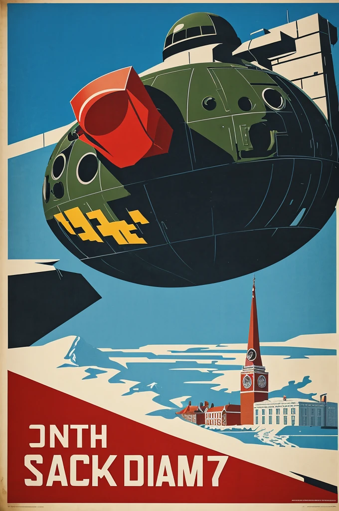 Propaganda poster of a block assigned to the cold war landscape