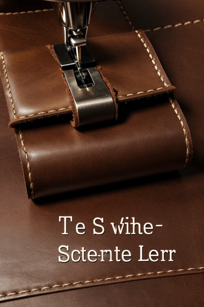 Make me a logo with text "Leather and sewing"
With Sans-Serif text font