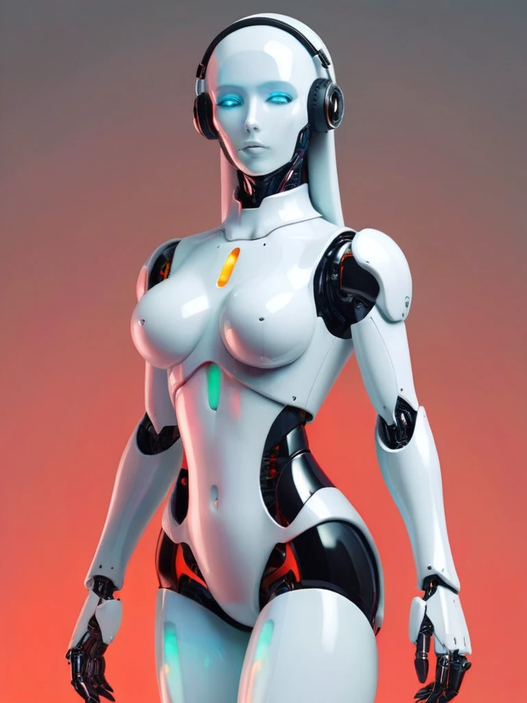 ral-opal, meahophontron, full body, woman robot face, monja diabolica, looking at camera, body nun clothes