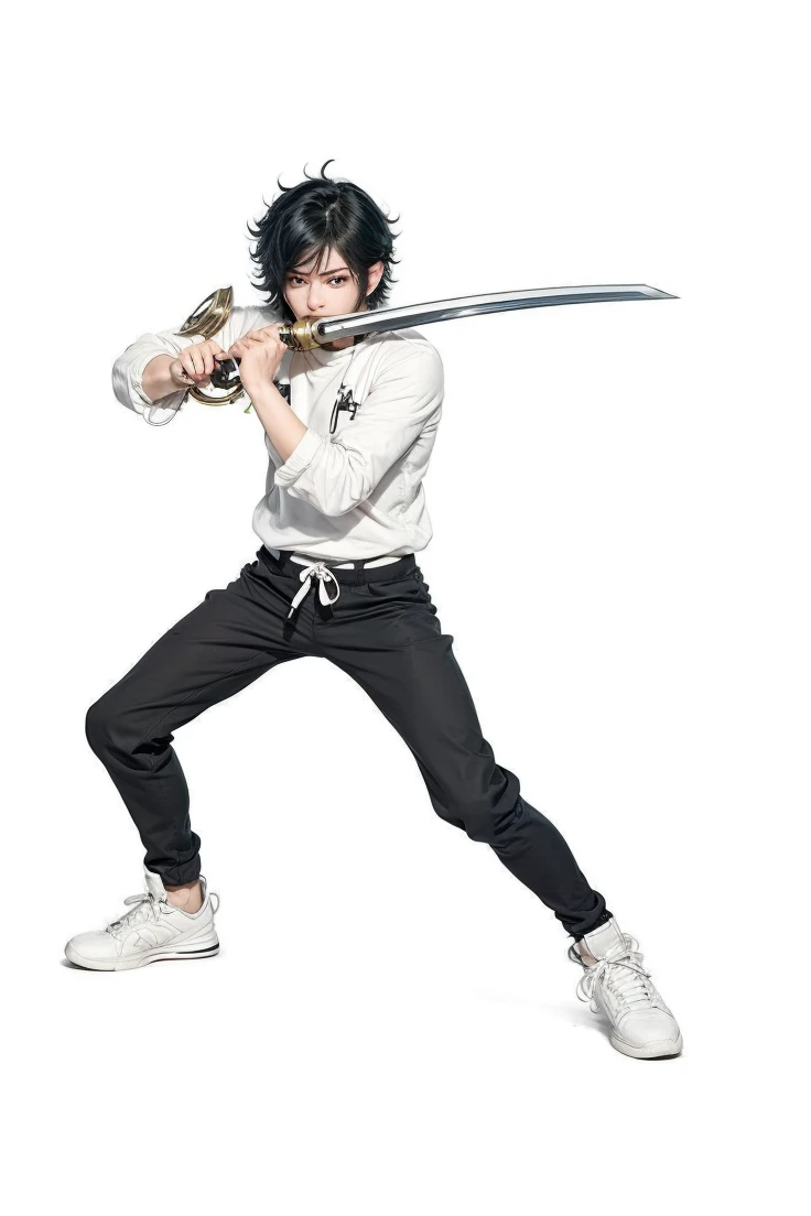 I want a character with this style, but with short curly hair and an omni mask.