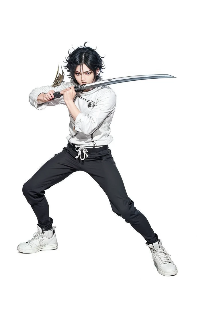 I want a character with this style, but with short curly hair and an omni mask. 