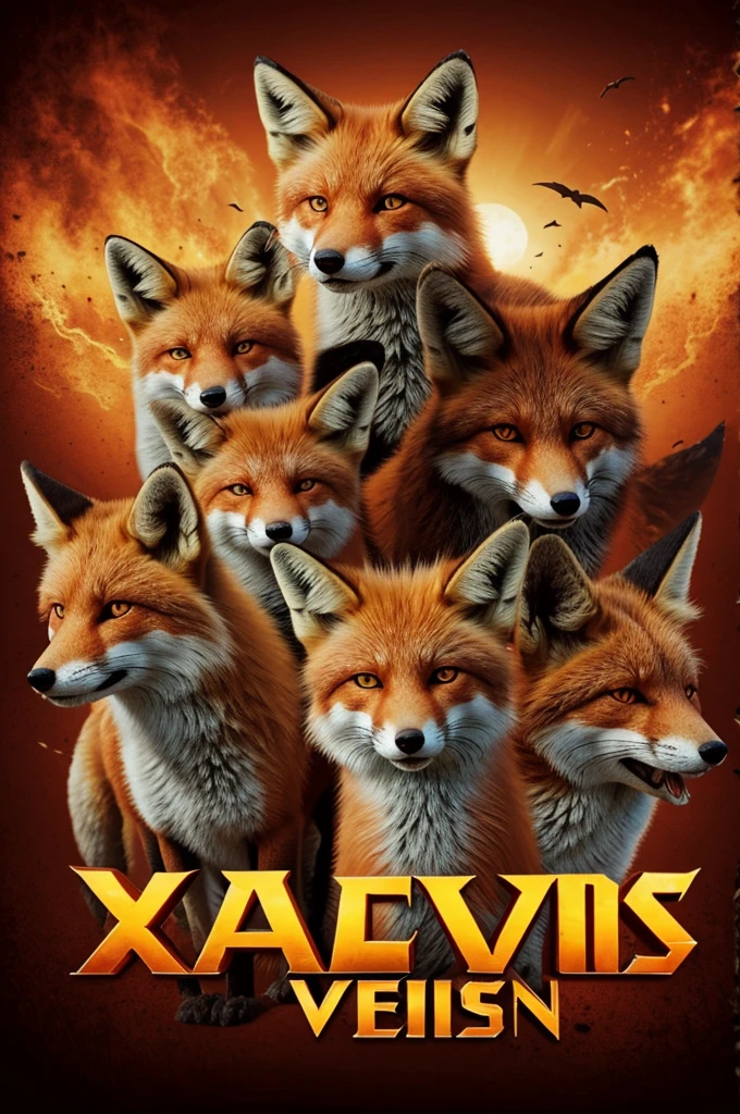 A cover that has an angry fox where the title of the photo is "Vixens" with 3D letters and a somewhat brown background
