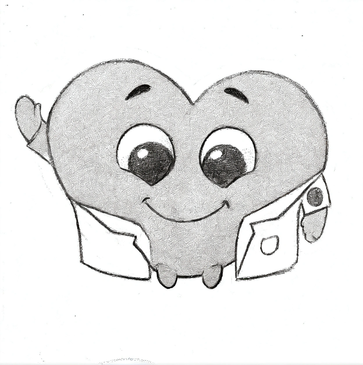 Cartoon character of a heart in a lab coat waving  (Pixar-style) (master part:1.2) (bokeh) (best qualityer) (skin detailed) (detailed texture) (8K) (Argilla) (cinematic lighting) (sharp focus