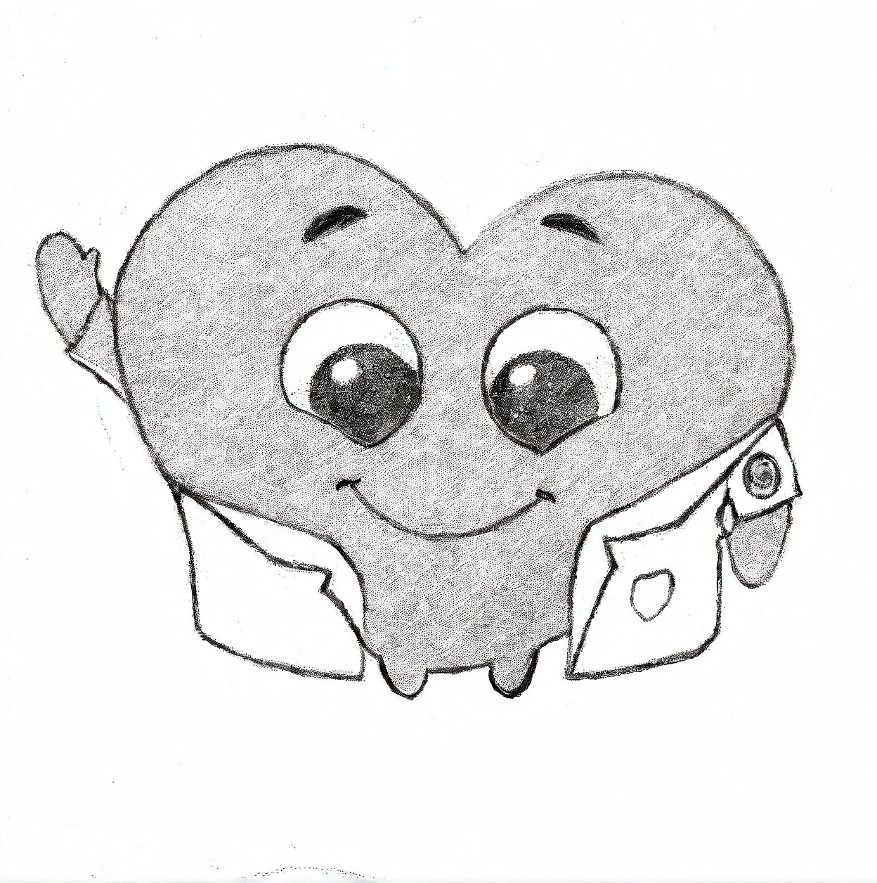 drawing of a coração with a doctor's coat and a stethoscope, coraçãostone original art style, coração eyes, coração kidney lungs, personagem fofo, man with a blue coração, coração of the internet, small coração - shaped face, full coração - shaped face, inspirado em Jim Dine, coraçãostone, (coração), cinza antropomórfico, mascote do cereal