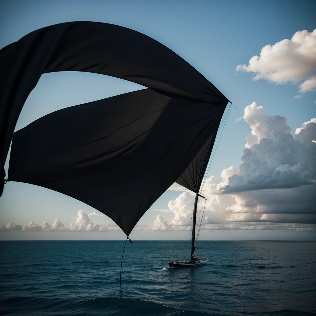 Create image of a big black flag with the letter c