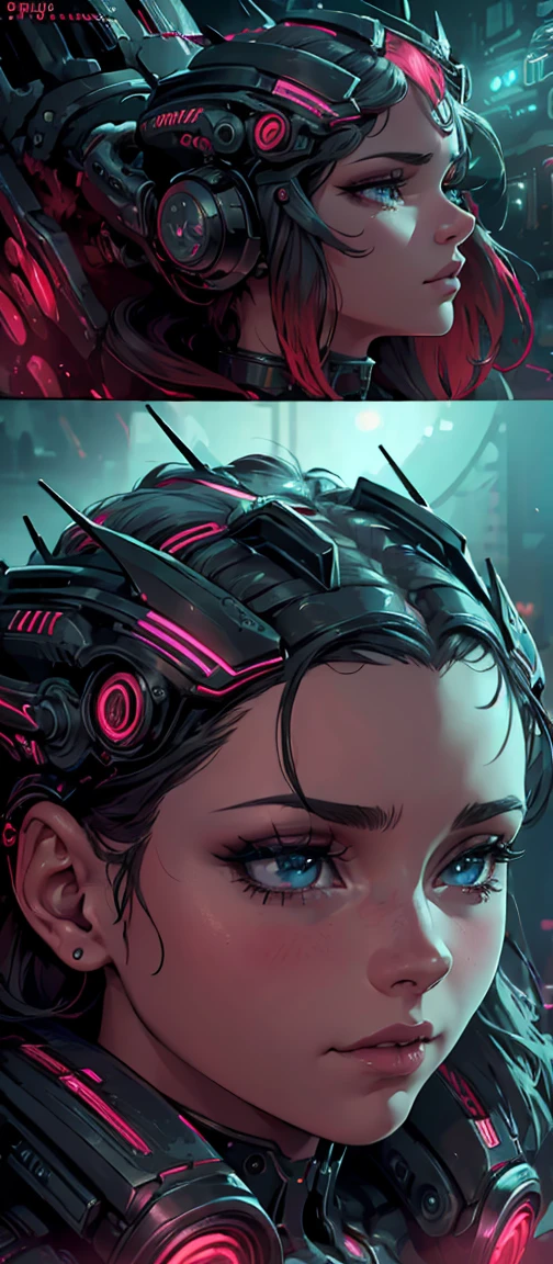 beautiful detailed eyes, beautiful detailed lips, extremely detailed eyes and face, long eyelashes, 1girl, alien, biopunk, cyborg, futuristic, sci-fi, intricate details, intricate machinery, glowing circuits, neon lights, dark atmosphere, dramatic lighting, cinematic composition, vivid colors, (best quality,4k,8k,highres,masterpiece:1.2),ultra-detailed,(realistic,photorealistic,photo-realistic:1.37)