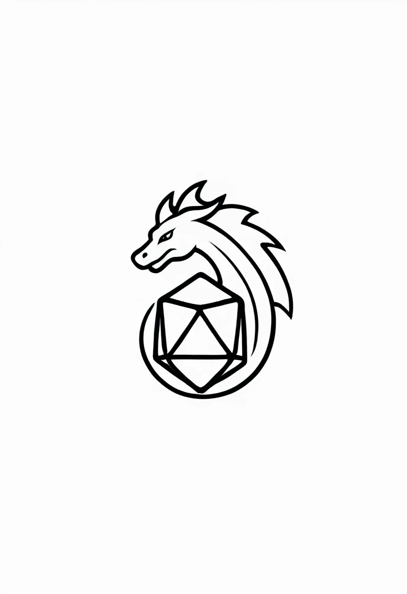 dragon biting a 20-sided die, logo, company, icon, Vector