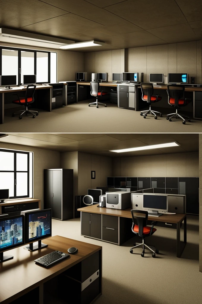 A room where there are computers and technology as if it were an intelligence barracks
