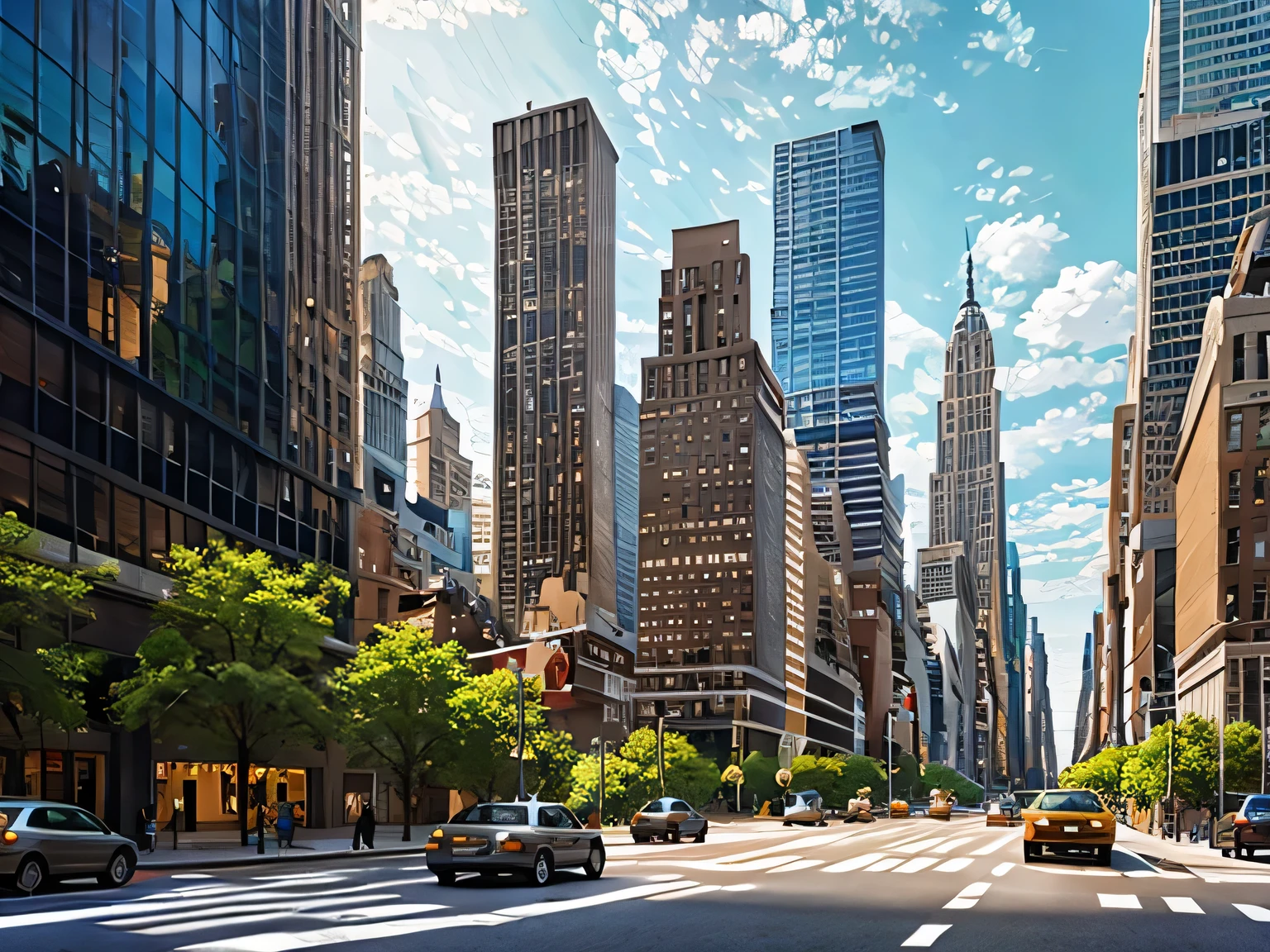 New York, Park Avenue, city, clear skies, Fujifilm, high details, high quality, highres, super detail