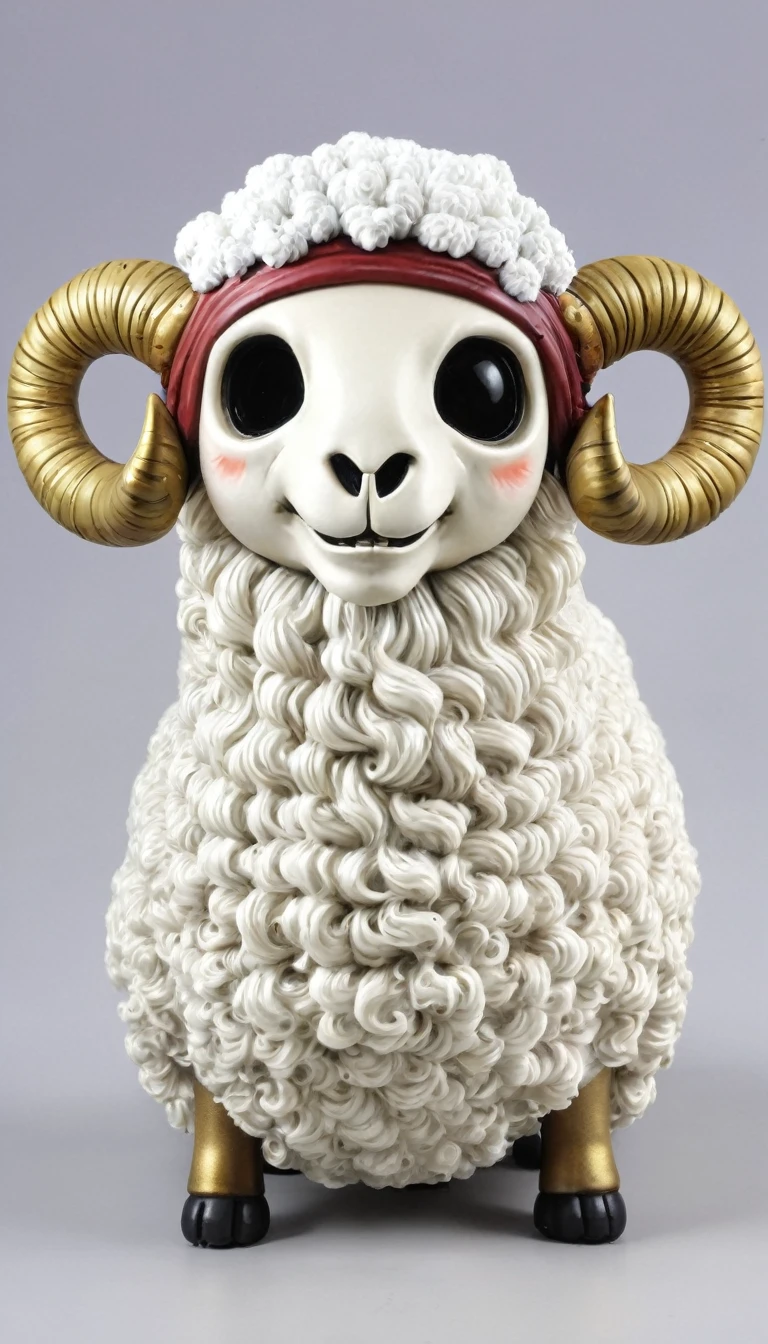 one piece,Going Merry,Realistic,A deformed sheep decoration on the bow,A large skull mark on the