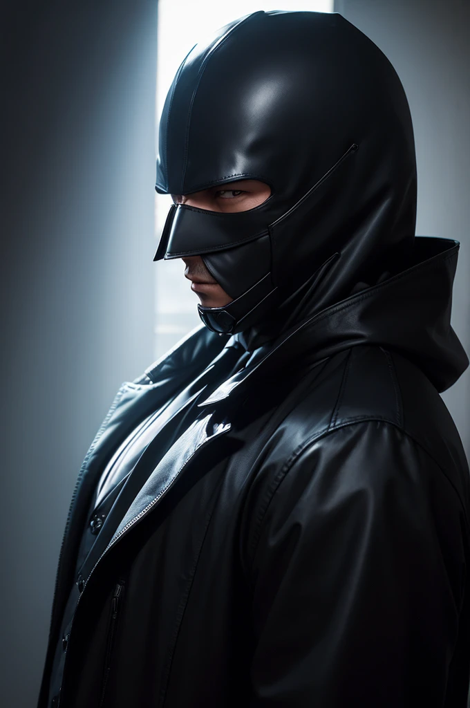 Secret Dark men with mask, a bright backlight