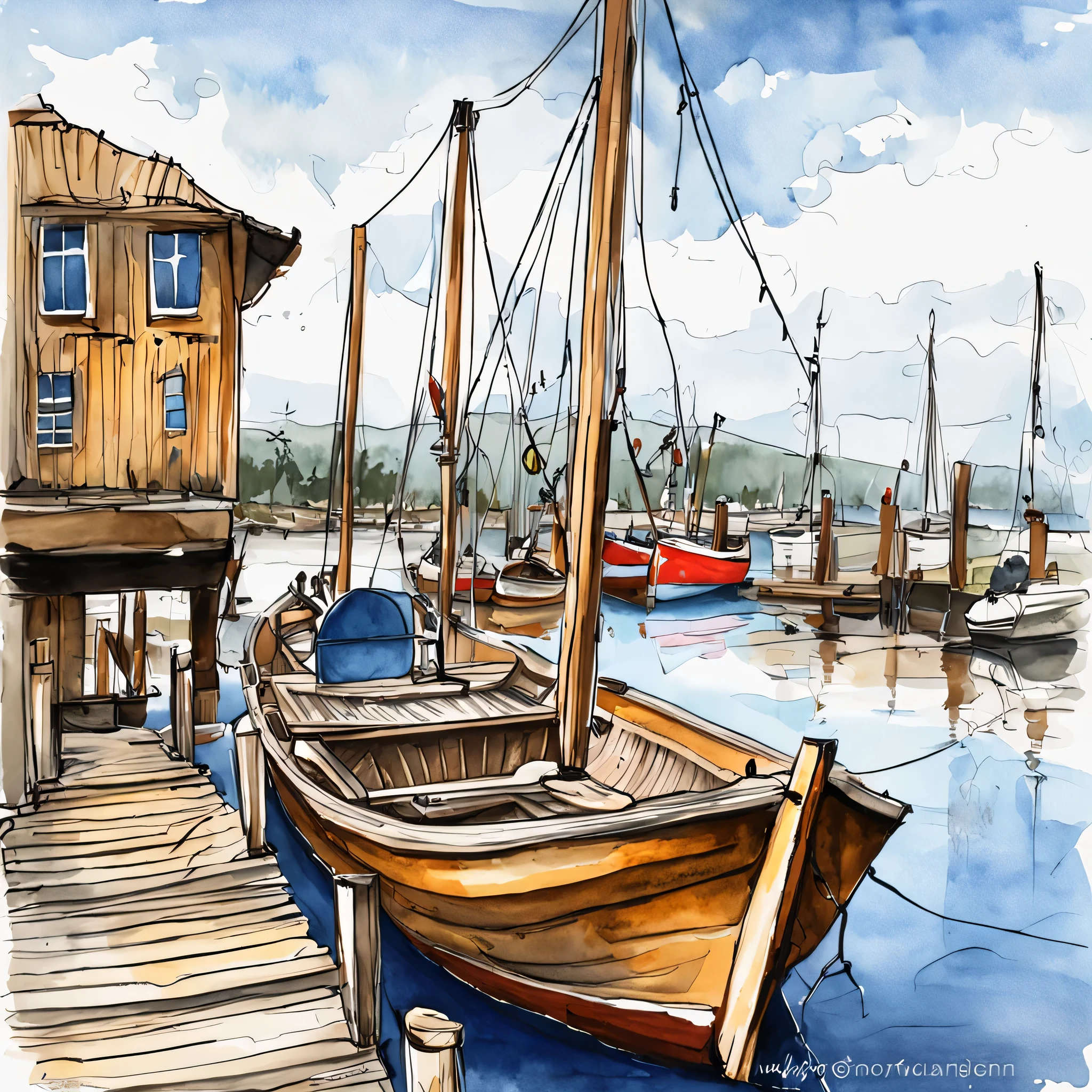 木製のドックに座っているboatの絵, Drawn with Microsoft Paint, Ocean sketch made with MS Paint, Line art, 小型boat, boat, boat, いくつかのboat, 太Line art, drawn with photoshop, Rowing boat, 前景のboat, Line art, small 前景のboat, 小型boat in the foreground, digital sketch, Drip Paint. Perfect color grading. Influence of Karel Appel and Jeremy Mann, There are lots of dramatic and threatening scenes., Ultra-detailed, beautiful, Very detailed, Intricate details, Edit Photos, Shot with a 50mm lens, Depth of written boundary, Tilt Blur, Shutter Speed 1/1000, debt/22. Lightmaps, Super bright