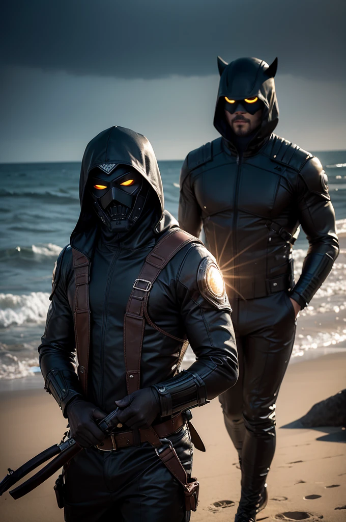Secret Dark men with coast mask, a bright backlight