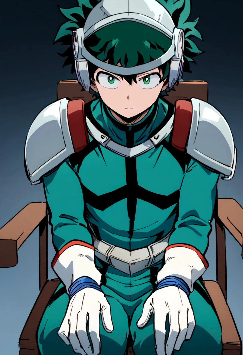 Midoriya face in underwear on middle finger playing chair with his long penis