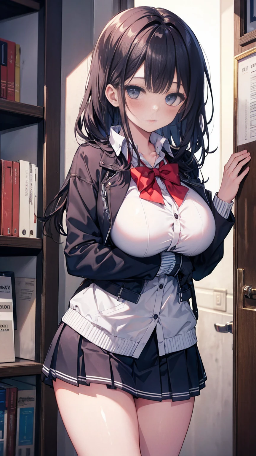 masterpiece, Highest quality,Super detailed,Big Breasts, Gal,mini skirt,Cowboy Shot,high school girl