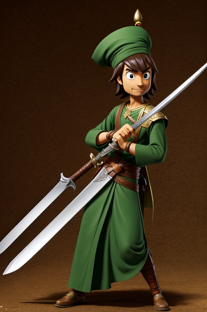 A legume with a sword holding it animated