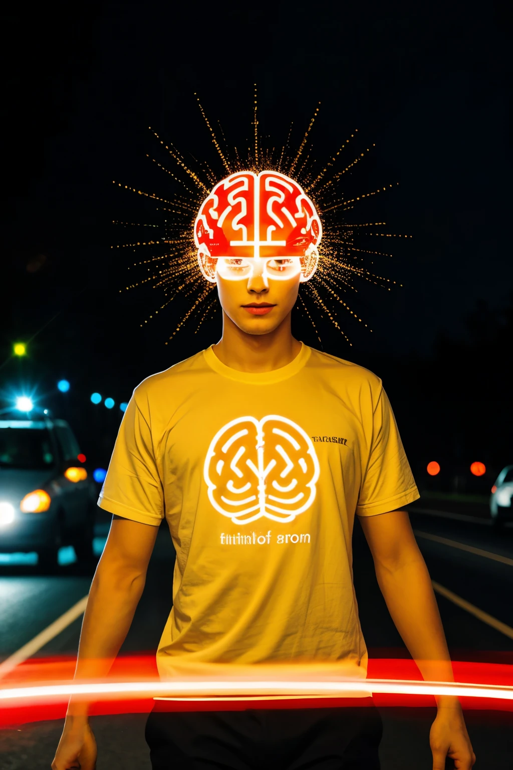 image: Brain, full of roads and flashing lights.