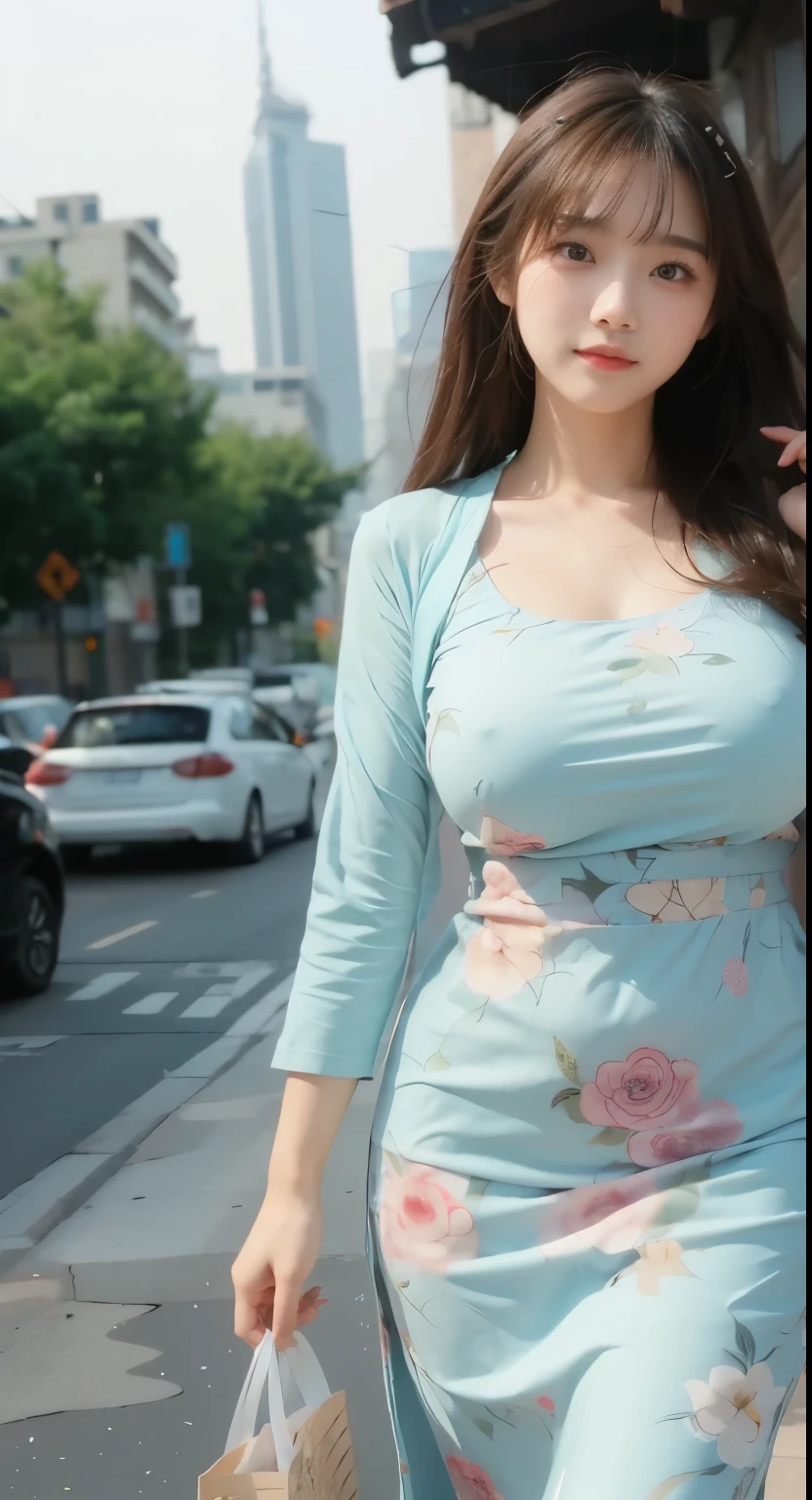 Beautiful chinese girl 1, pretty chinese girl perfect face, inormous, gigantic big breasts, shy blushing, full body view