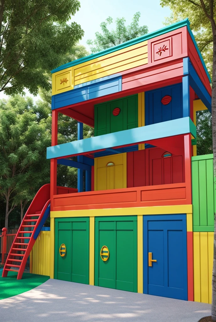 A entrance of them all with color for kids then entrance for the playground looks super fun