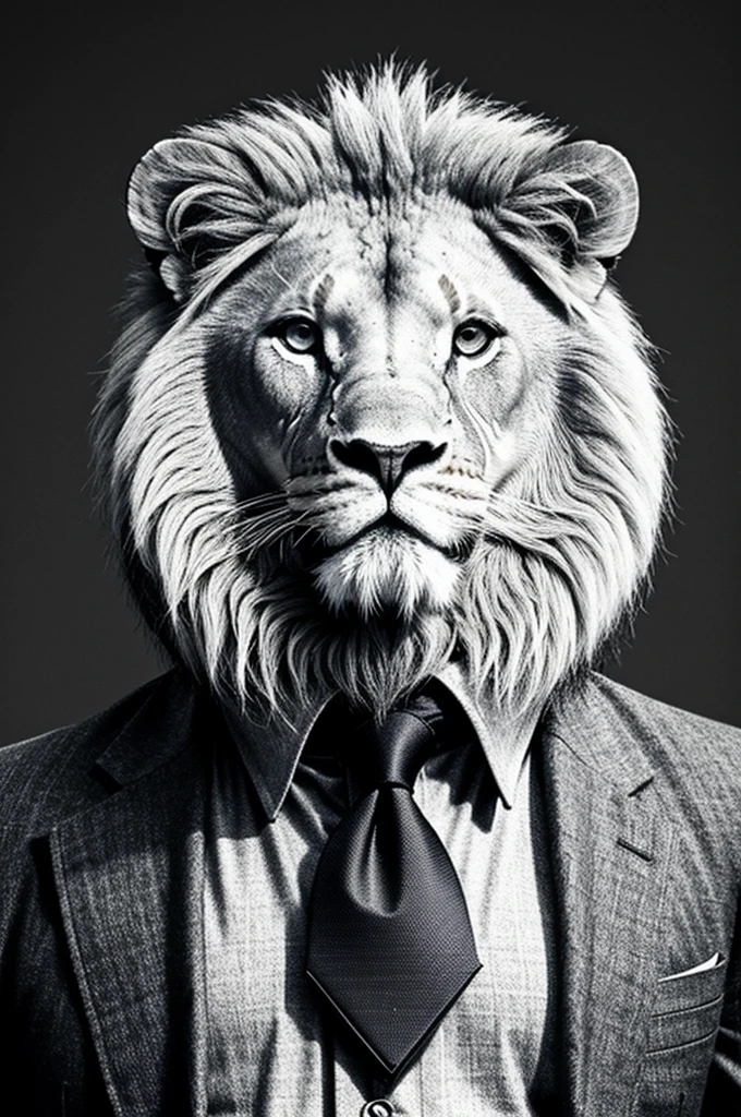 Geometric lion with tie
