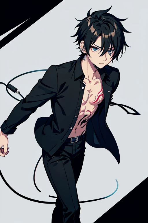 The boy has a bandage around his neck