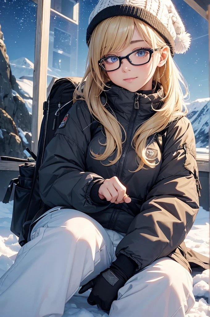 最high quality, high quality, High resolution, high quality texture, high quality shadows, High resolution, Beautiful details, Detailed CG, Detailed Texture, Realistic representation of face, Realistic, colorful, delicate, Cinematic Light, Side light, Lens flare, Ray Tracing, sharp concentrated, (1 Girl,concentrated:1.3), ( Intricate details, compensate, PureErosFaceV1:0.5), (細部まで美しいdelicateな顔, 緻密で美しいdelicateな瞳, Perfect Facial Proportions, Dense skin, Optimal ratio of four fingers to one thumb, Modest chest, Beautiful Hips, Smooth upper abdomen, blue eyes ,cold weather jacket ,cold weather pants ,knit hat ,cold weather gloves ,trekking backpack ,glasses ,hiking,lapland ,snow field ,long trail ,adventure journey ,night,Northern Lights ,winter,the gaze of true love, lips of temptation, A look full of compassion ,a smile full of love, i love you, Acting lovey-dovey, waist up, 35 years old, hiking,house wife, air fortress hair, blonde hair