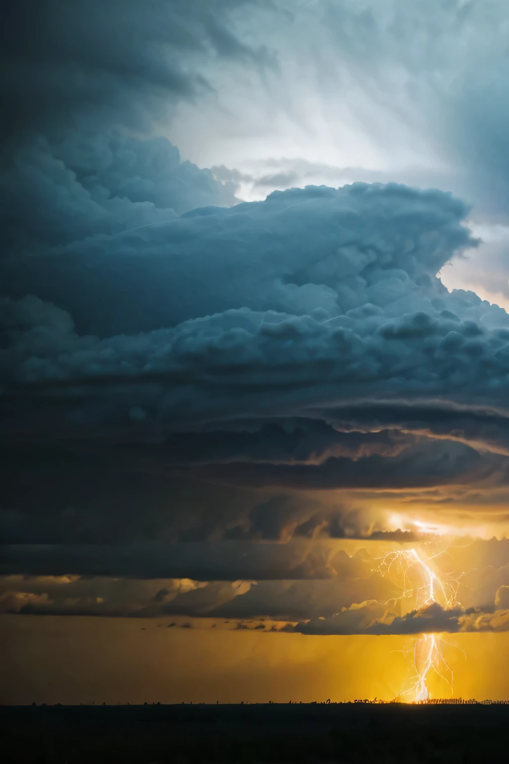 severe thunderstorm with thick rotating clouds