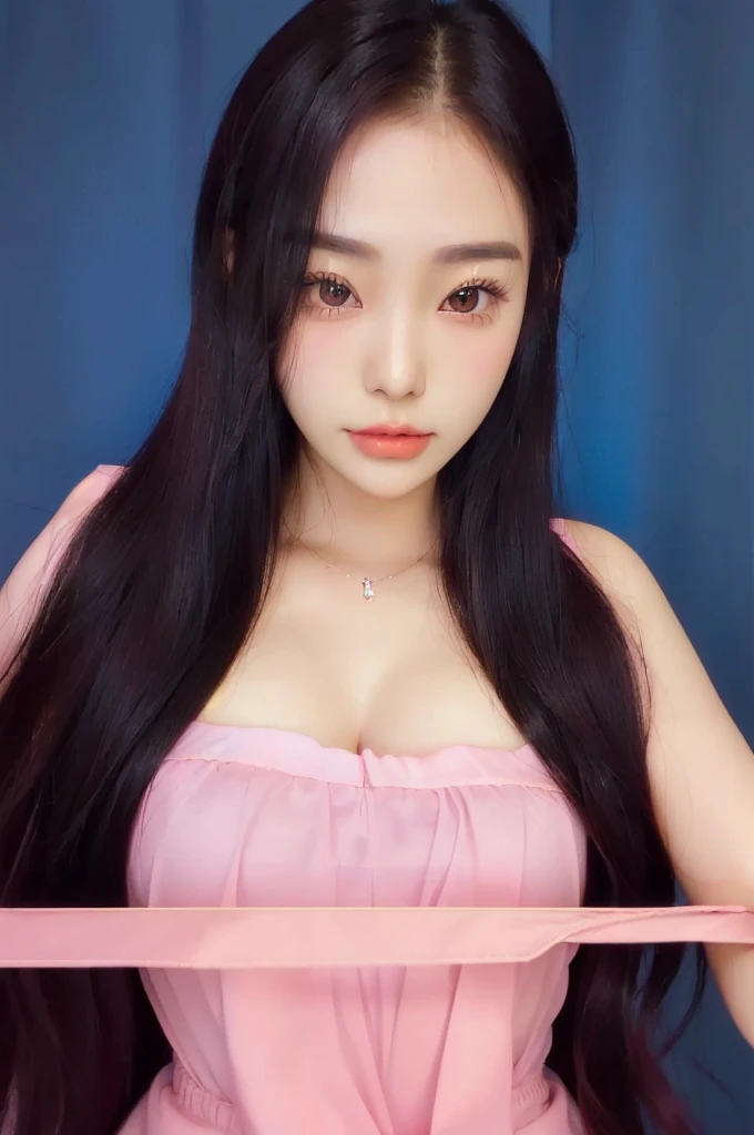 a close up of a woman with long hair wearing a pink dress, korean girl, gorgeous young korean woman, beautiful south korean woman, beautiful young korean woman, 1 8 yo, beautiful asian girl, asian girl, perfect compose, girl cute-fine-face, high quality, beautiful japanese girls face, japanese goddess, ultrarealistic sweet bunny girl, ulzzang