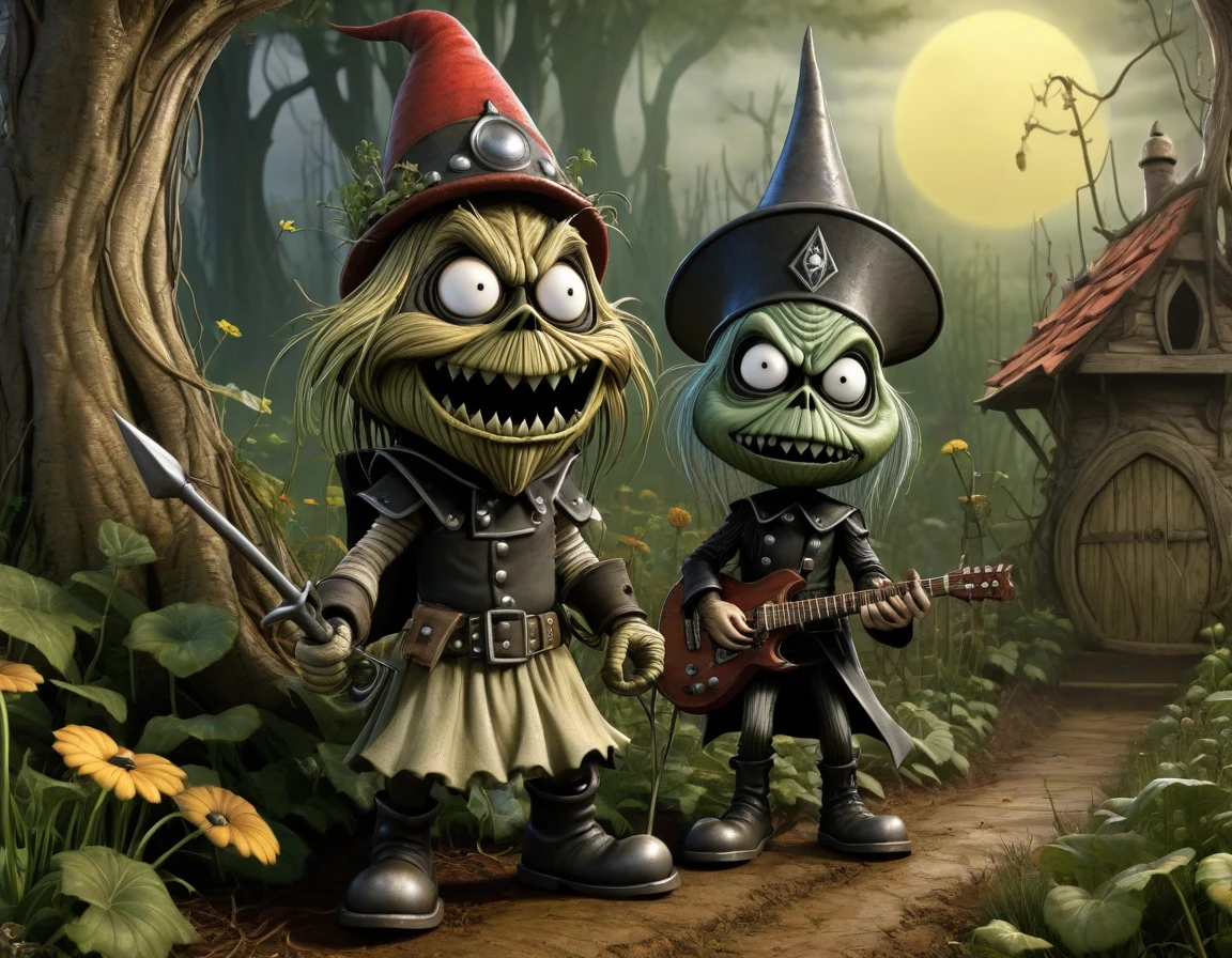 Cartoons "over the garden wall" in a Iron Maiden and Luis Royo Style,3d ,hdr, 16k.