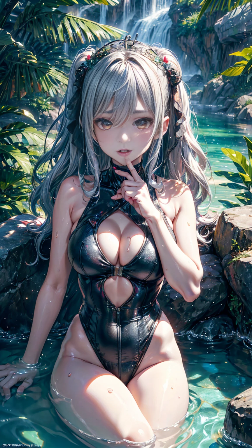 8K, Ultra-realistic photos、A beautiful and gorgeous anthropomorphic female dragon, Wearing a swimsuit, Located on the lake, Gray Hair, Wavy Hair, Ultra-radiant skin, Wet_skin, The magnificent composition evokes admiration., Ultra-realistic and highly detailed, Excessive emotion, Spectacular Cinema Lighting, 32K Ultra HD resolution, Shot with Hasselblad H6D 400c Multi-Shot, Midacom Speedmaster 35mm f 1. 2 XCD - Style Expression - AR 1:2 - Up Anime - Rainbow 5 - Q 3