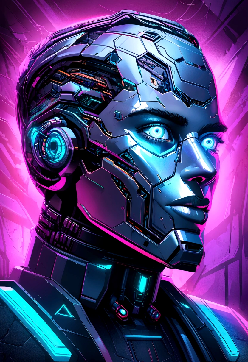 a cybernetic man with details in his robotic eyes, cyberpunk horror background, digitl art, portraite, cyberpunk artstyle, ultrarealistic