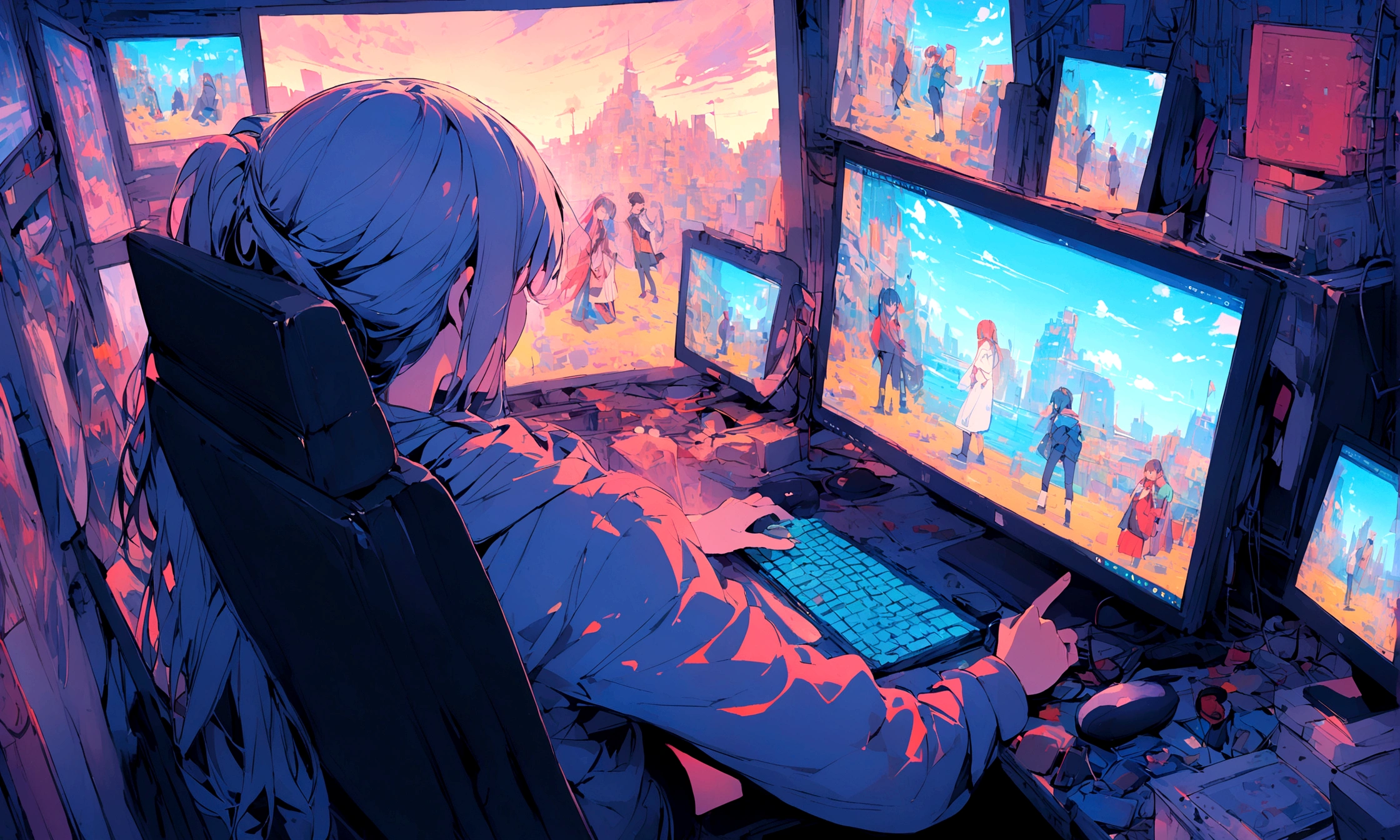 two friends talking via computer