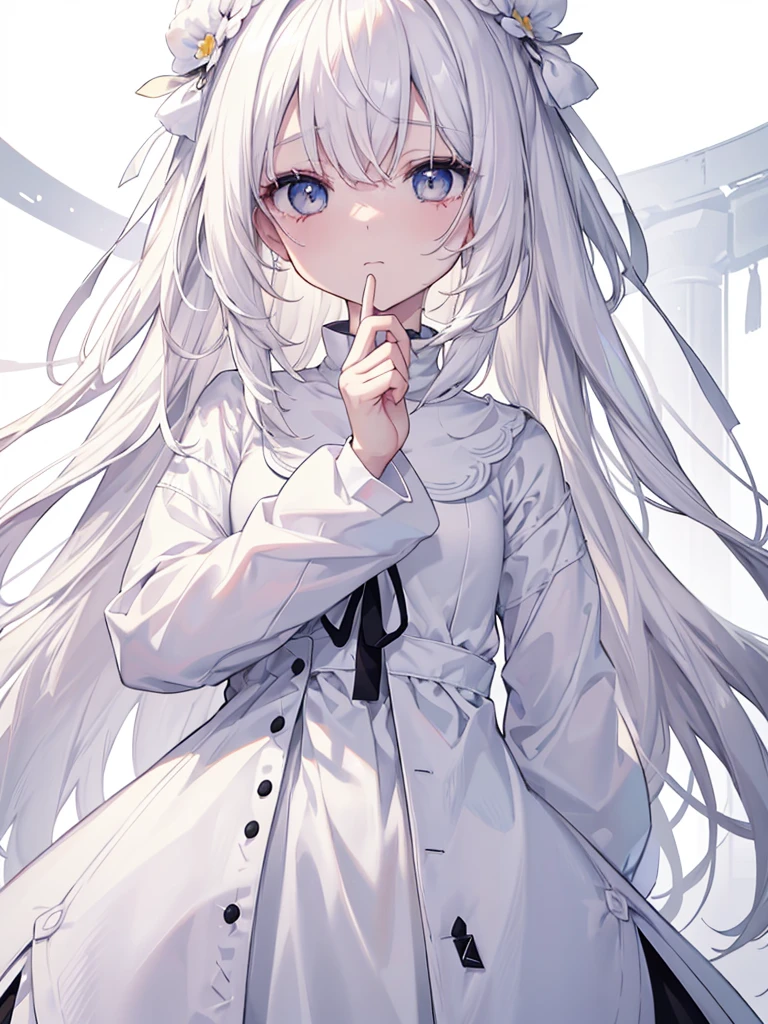 eyes white、真っWhite eyes、(White eyes)、White of the eyes、White skin、pure white、Lifeless、Anime Style、One person、One personの少女、off white色、off white、Girl、Light white hair、Hair color is off white、Thin hair white、Long Hair、Eye color is pale white、Pale white eyes、Off-white eyes、White eyes、真っWhite eyes、All of the eyes are off white、All-white girl、off white色のGirl、White background、White background、White room、There are highlights on the eyes、emotionless、cute、An endearing look、beautiful、eyes white