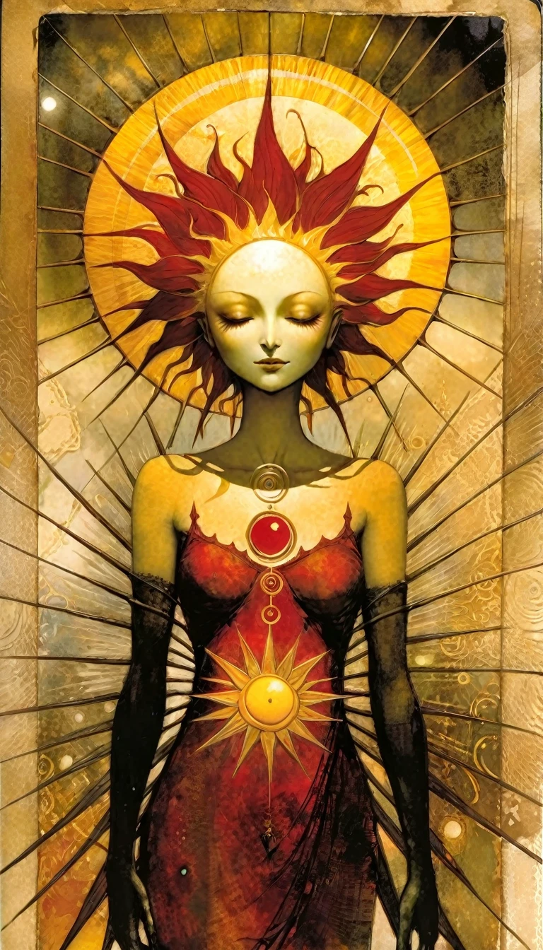 the sun, Artwork inspired by Dave Mckean, intricate details, oil painted