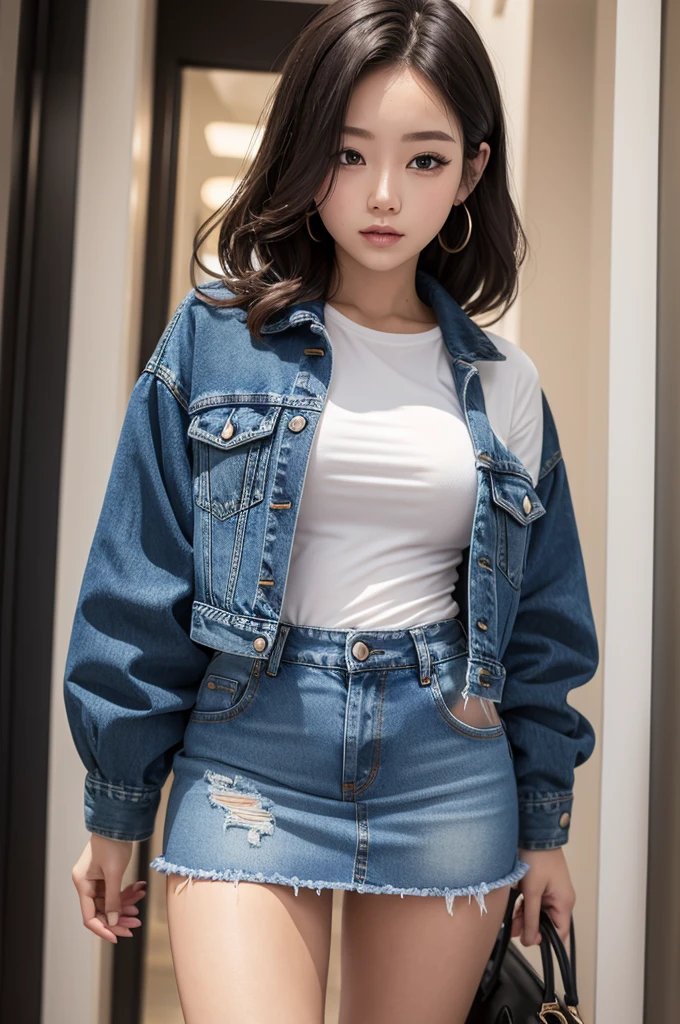 Woman denim miniskirt