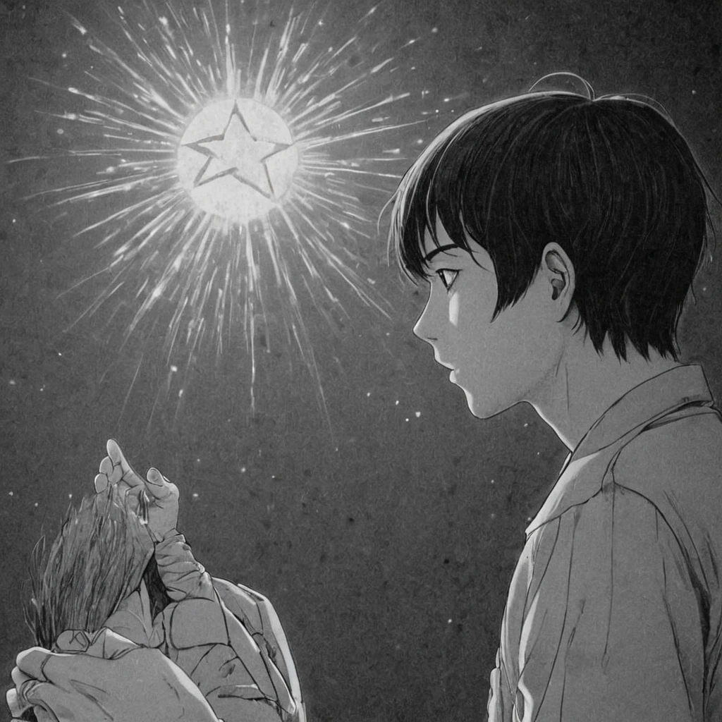catching a star, (anime), bizarre scenario, This is Junji, Yusuke Murata, black and white, 8K, anime, horror