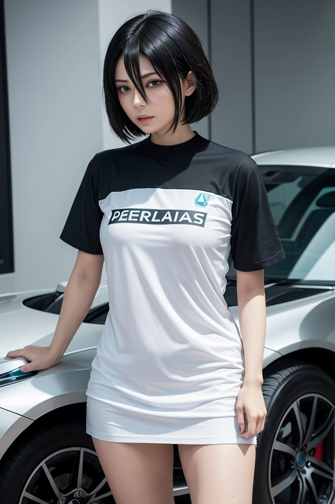 Mikasa Ackerman in the black Mercedes petronas shirt
