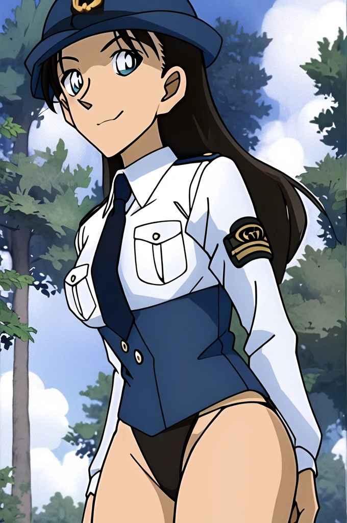 ((masterpiece)),((Highest quality)),Super detailed,figure,Miniskirt Police,uniform,警察 ミニスカートのuniform,One girl,tie,Policewoman,alone,Long Hair,Black Hair,Police have,smile,blue eyes,null,View your viewers,Day,cloud,wood,shirt,Outdoor,Brown Hair,white shirt,Upper Body,blue null,Anime Coloring,Jacket,black tie,Mouth closed,blue tie,collared shirt,Iris,beautiful body,beautiful Nose,beautiful character design,Perfect Eyes,Perfect Face,Fascinating,wallpaper,Perfect lighting,colorful,ultra High resolution,4K,photograph,
8K,High resolution,High resolution,(beautiful, Medium chest:1.2),(beautiful顔:1.2),(Tight waist),(whole body:0.8),Shiny skin,Anime screenshots,From below,Mature Woman,White panties、Voluptuous body