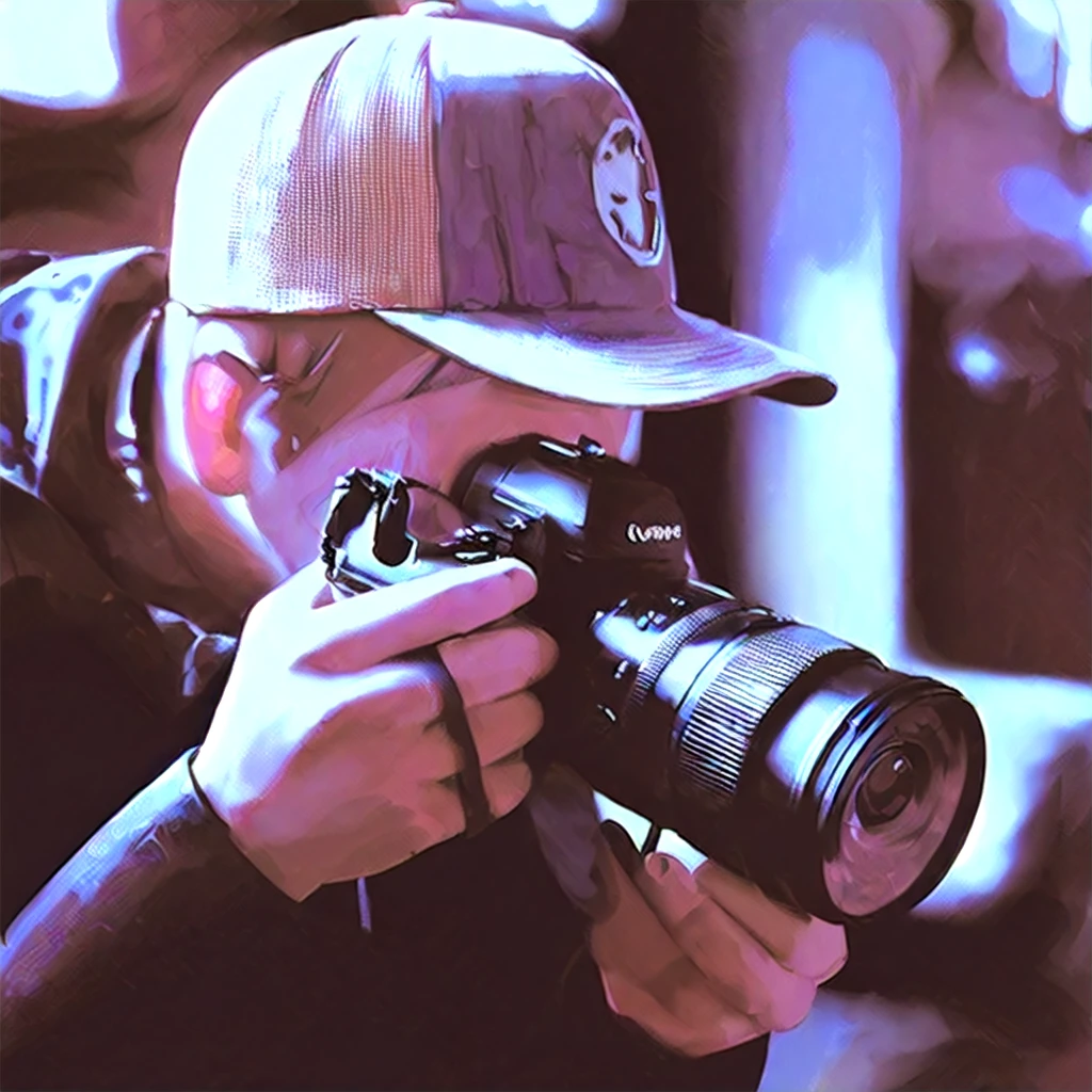 (((anime paint minimalist, anime style, cartoon style))), young man taking a photo from a camera with a cap, minimalist