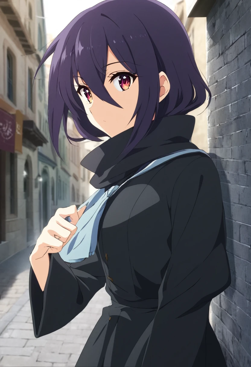 Female, anime style, thief, black clothing, like mistborn