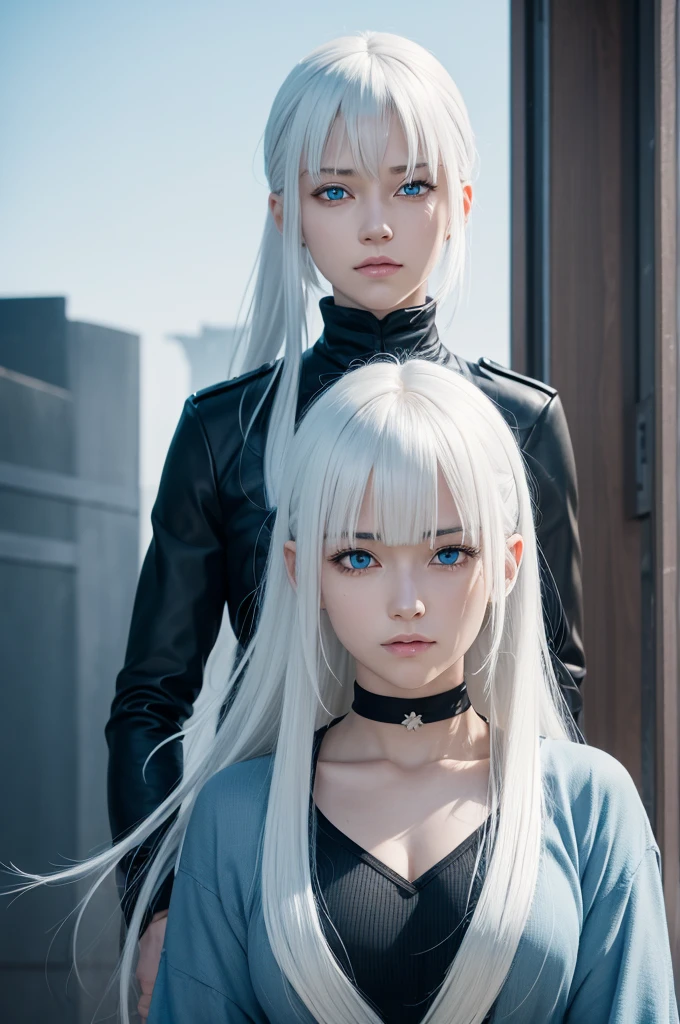 Jutsu Kaisen episode with a girl with white hair with bangs and blue eyes. everyone playing and happy