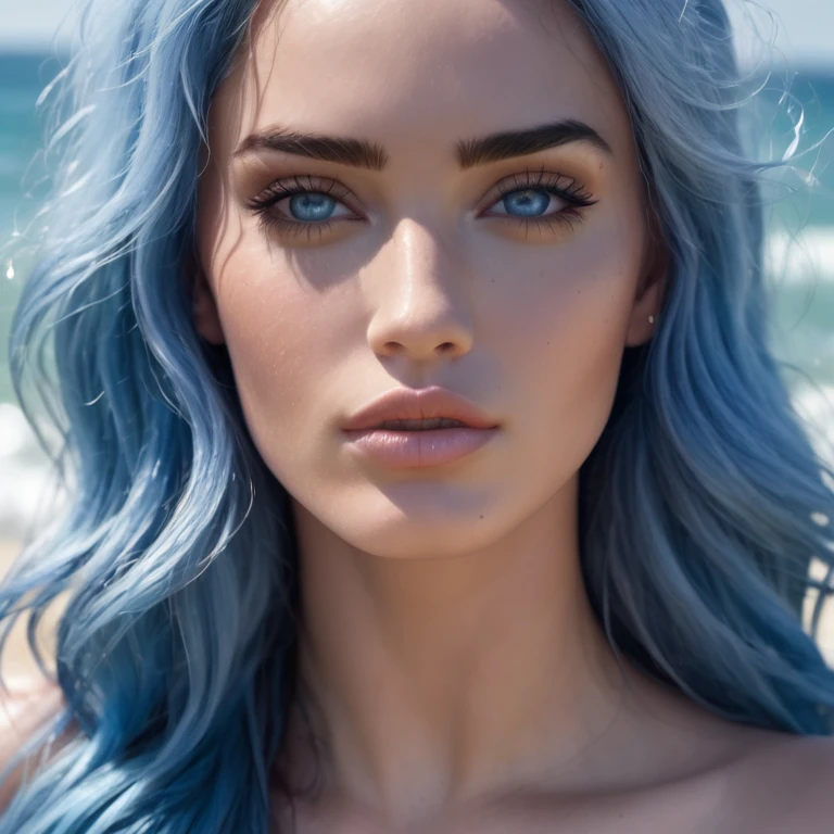 high quality 8k,nude, large breast, megan fox, 21 years old, blue eyes, detailed blue hair, very detailed
shadows, skin texture, detailed skin texture, detailed face features, sensual face, brazillian
butt ( feature ), face looking at the viewer, realistic skin texture, no background, light
smile, instagram picture, upstanding, detailed body shape long hair cinematic lighting,
Canon, cinematic lighting, Hyperrealism, Masterpiece, anatomically correct, super detail,
textured skin, UHD, natural lightning, face picture, portrait, blue hair, sit down at the beach
up with bubble,naked with detailed vagina including clitorist