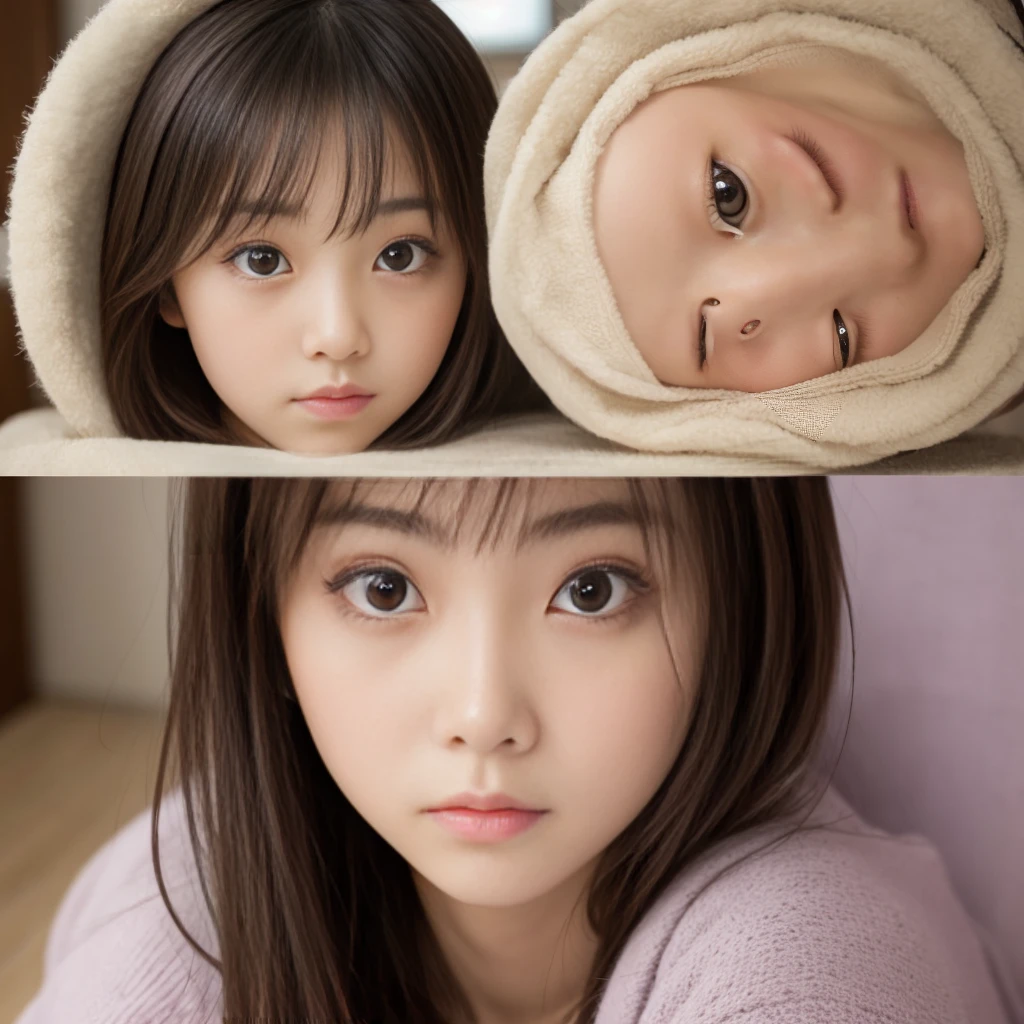Perfect Face、Japanese women、Big eyes and round face、I'm in despair、indoor、Natural light、Hairstyle short bob cut、(Large breasts:1.1)、White camisole、Shorts、whole body