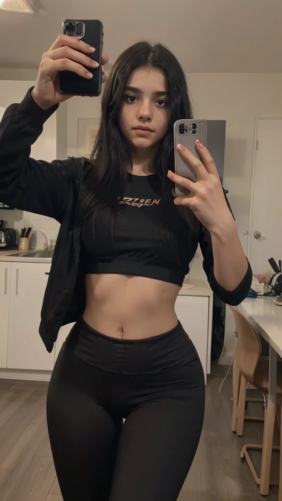 Sexy girl black hair fringe black clothes
