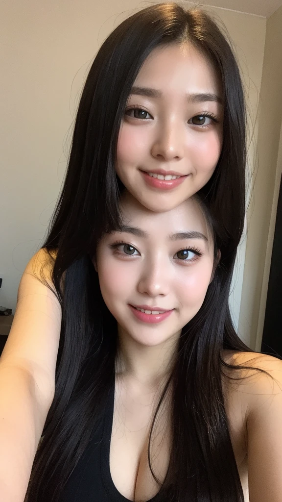 Japanese、20-year-old、Photo album、Beautiful breasts、Black Hair、Long Hair、Beauty、Big eyes、double eyelid、smile、Upper Body、V-neck、C Cup、1 person、