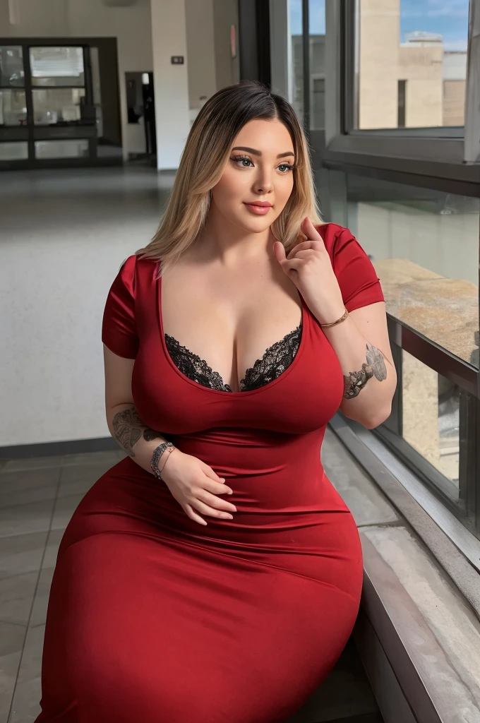 (best quality, ultra-detailed, realistic:1.37),portrait,voluptuous woman,flower,tight dress,passionate look,large buttocks,vibrant colors,soft lighting