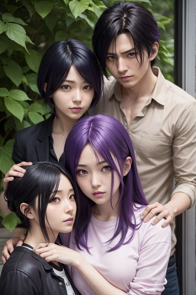 Ai Hoshino purple hair and Eren Yeager