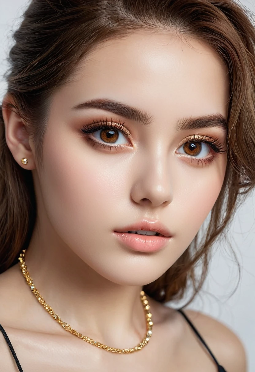  ((best soft studio lighting: 1.25)), (1girl: 1.3, 19 years), photorealistic Realism 16K Quality, ultra resolution, (high quality skin with realistic texture), (high quality hair with realistic texture), ((brown hair, (combed on one side), ultra detailed: 1.32)), ((perfect proportions)),((anatomically correct)), (((firm and full breasts: 1.22))), (intricately detailed beautiful face), (light pale complexion), (intricately detailed beautiful face), (light pale complexion) BREAK ((ultra absurd quality, extremely detailed detail, ultra resolution, clear sharp focus, not blurry, (Realistic brown eyes)), (The ultra -The high-definition), depth of field), ((jewelry), (bracelets), pendants, (earrings), everyday items)), Attention to detail, Double eyelids, full bodyesbian, medium Contrast, long leg, ass go up, (Erotic:1.5), ((looks forward)), (sharp focus), ((wind in your hair)),  ((in a squatting position)), ((dressed in a bondage made of chain)), (all intimate places on are covered with chain), ((highly elaborate, extravagant microscopic streetwear: 1.2)), transparent colored PVC