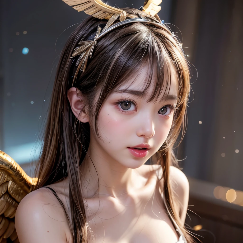 NSFW, 8k, High-level, absurd, masterpiece, best quality, primitive, very detailed CG, very detailed wallpaper, perfect lighting, Extremely detailed (((The personifying " Valkyrie " as a Little Girl))), MysticSight, Tyndall effect, Tyndall scattering, Studio gray background with (many Dazzling RainbowColor particles BokeH:1.28), (RoundlyButts, ThighGap), (Exposed:0.4), (Assfocus with looking ahead), BREAK (NOGIZAKA face variations) Extremely Detailed very KAWAII face variations, perfect anatomy, Childish, captivating gaze, elaborate detailed Eyes with (sparkling highlights:1.28), long eyelashes、Glossy RED Lips with beautiful details, Coquettish tongue, Rosy cheeks, Radiant PearlSkin with clear transparency . { (Dynamic LifeLike expressions:1.4) | :d) }, (large eyes:-1) .
